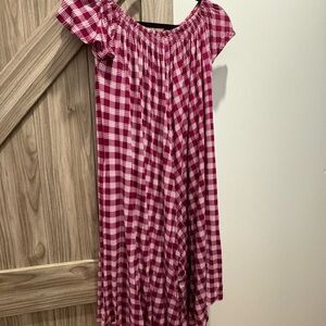 Kiele Palaka Plaid Maroon Women’s off the shoulder romper jumper